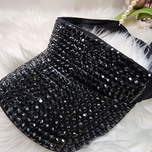 Bebe Women Bling Shiny Rhinestones mesh Breathable Cap Sparkle  new